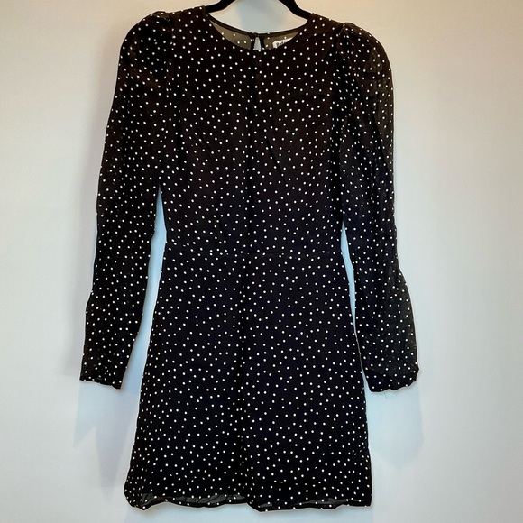 Reformation Black Polka Dot Long Sleeve Mini Dress Reformation Black Polka Dot Long Sleeve Mini Dress